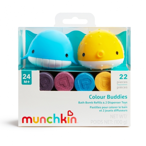 Juguete dispensador Color Buddies (2 ud.) con bombas de baño (20 ud.) munchkin juego bañera niños